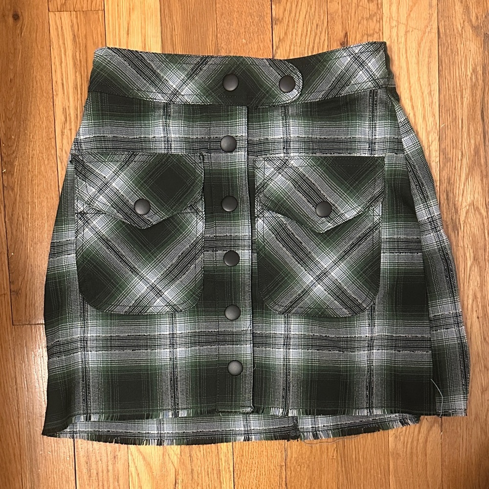 Urban Outfitters Green Plaid Mini Skirt